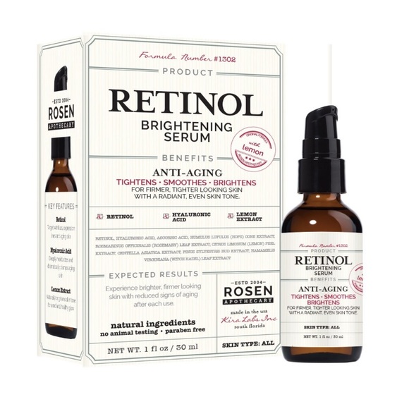 Rosen Apothecary Retinol Brightening Serum with
Hyaluronic Acid Lemon Abstract - Picture 1 of 7